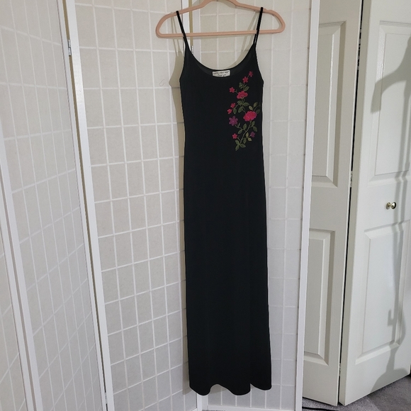 Vintage Maxi Velvet Black Dress 8 - Picture 2 of 7